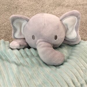Luxe + Willow Gray Elephant Blue Security Blanket Lovey Unisex Sensory Toy